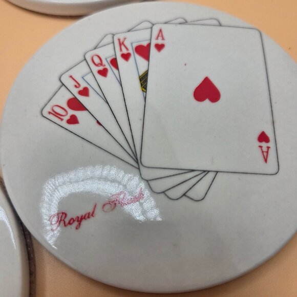 Ceramic Poker Coasters & Holder with Lid American Atelier Casino Royale Cards - Picture 4 of 15